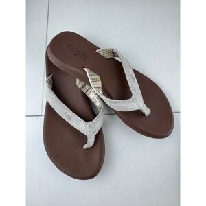 Flojos Womens Flip Flops Sandals‎ Size 8 Brown Fabric Thong Casual Beach
